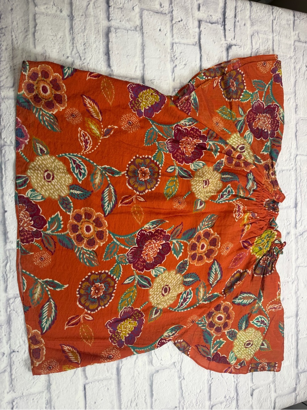 NWT Anthropologie THML Orange Floral Bohemian Blouse. Size Large. - Picture 9 of 11